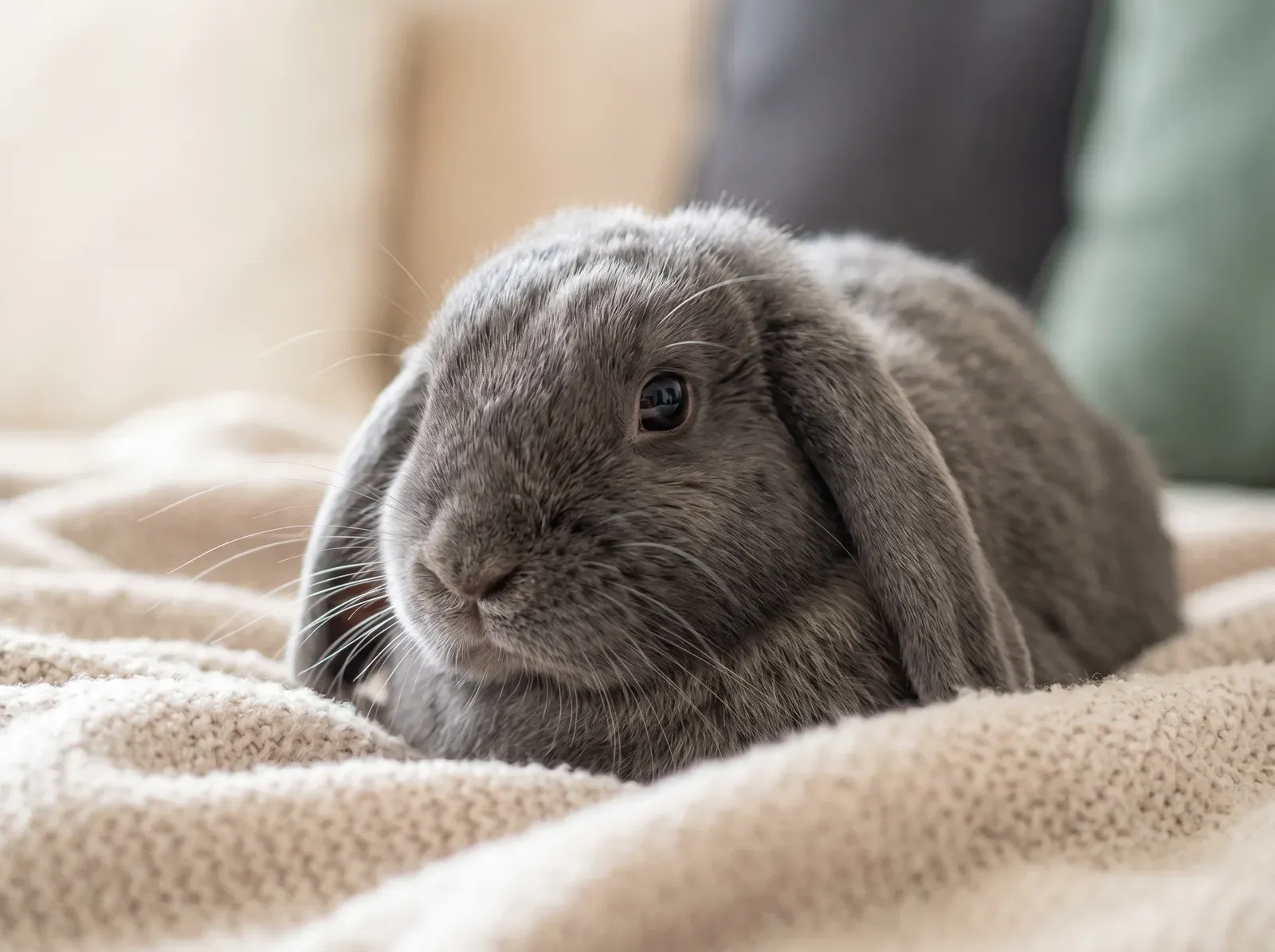 A gentle close-up of a rabbit resting in soft light